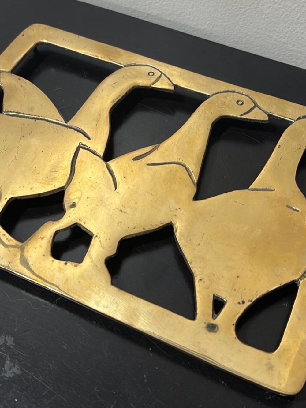 Decorative Brass Goose Trivet Vintage Kitchen